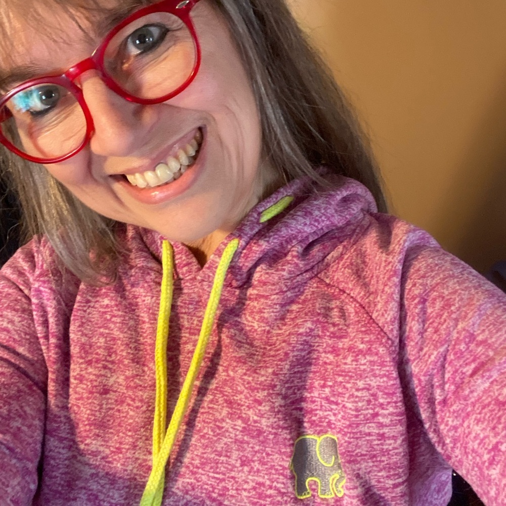 IVORY ELLA Pink/Neon Green Pullover Hoodie with Kangaroo pocket size S